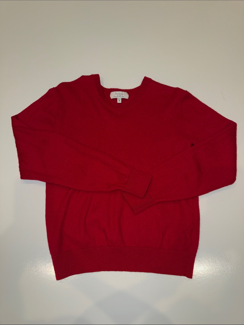 Turnbury Extra Fine Merino Wool Crewneck Sweater Red Medium